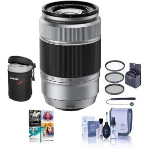 Fujifilm XC 50-230mm f/4.5-6.7 OIS II عدسة ، فضية ، حزمة مع مجموعة مرشح 58 مم وتصوير فيديو برامج Photo Art Suite PC