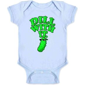 Pop Threads Dill With It Pickle Funny Infant Baby Boy Girl Bodysuit