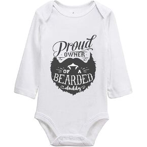 listery Proud Owner of a Bearded Dad Baby Onesie Funny Onesie for Daddys Baby Clothes Cute New Girl Boy Bodysuit