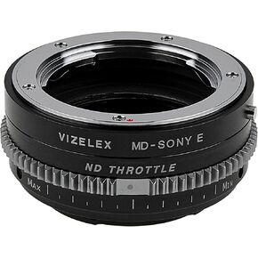 Vizelex CINE ND Throttle Lens Adapter Compatible with Minolta MD Lenses to S-Ony E-Mount Cameras - Built-in Variable ND Filter (2-8 Stops)