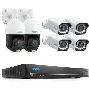 REOLINK 4K UHD PoE PTZ Camera for Outdoor Security RLC-823S1, RLC-811A PoE IP Security Camera 4K RLC-811A, 2X RLC-823S1 Bundle with 4X RLC-811A and RLN16-410(4TB)