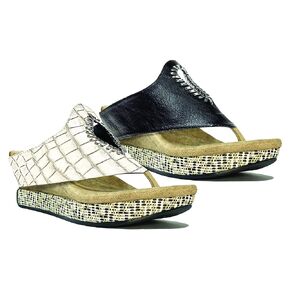 Modzori Lucia Women's Mid Wedge Reversible Sandal Tan/Black 7