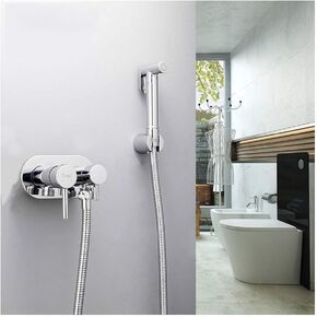 HandheldSpray Shower Set Wall Bracket Brass Toilet Sprayer Hot and Cold Water,Sprayer with 39Inch Hose, for Personal Hygiene or Closestool