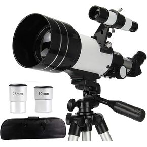 Astronomical Telescope HD Refractor Telescope with Adjustable Tripod and Phone Holder 70mm Fully Coated Lens Barlow Lens for Beginners and Kids Nice Family