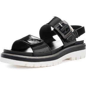 ARA Women's Marbella Buckle Sandal, Black Patent Leather - 39M(US)
