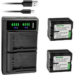 KASTAR VW-VBN130 LTD2 استبدال شاحن بطارية USB لـ Panasonic VW-VBN070 ، VW-VBN130 ، VW-VBN260 ، HDC-SD800K ، HDC-SD800P ، HDC-SD900 ، HDC-SD909 ، HDC-TM900 ، HDC-TM900. HDC-TM900GK-3D