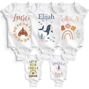 Personalized Baby Onesie Gift for Girl/Boy w/Name - Customized Babies Bodysuit/Clothes - Custom Infant White Romper Shower Christmas Gifts Newborn, 6M, 12M, 18M, 24M