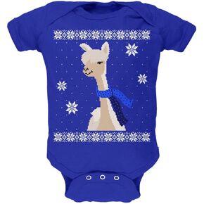 Big Alpaca Scarf Ugly Christmas Sweater Soft Baby One Piece Royal 9-12 M