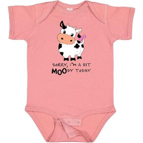 inktastic Sorry, I'm a Bit MOOdy Today Cute Cow Pun Baby Bodysuit
