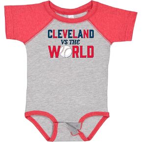 inktastic Cleveland Vs. the World Blue and Red with Baseball Baby Bodysuit