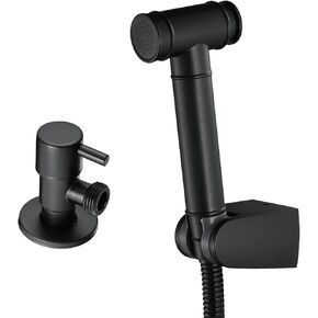 HandheldSprayer for Toilet Black Portable Baby Cloth Diaper Sprayer Hand Held ToiletSprayer Head withHose and Bracket, for Feminine Wash, Pet Washing, ABS