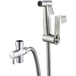ToiletSpray Set Faucets,HandheldSprayer Set for Toilet, BathroomSprayer Kit ShowerTap Spray Kits, Brushed Stainless Steel Washer Toilet Cleaning Faucet Spray with Hose