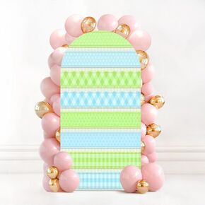 7.2FT Wedding Arch Backdrop Cover Seamless Ribbons Borders Spandex Fitted Round Top Arch Stand Covers for Birthday Party Baby Shower Banquet Decoration