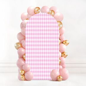 7.2FT Wedding Arch Backdrop Cover Grungy Patterned Texture Spandex Fitted Round Top Arch Stand Covers for Birthday Party Baby Shower Banquet Decoration
