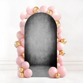 7.2FT Wedding Arch Backdrop Cover Part an Old White Brick Wall Spandex Fitted Round Top Arch Stand Covers for Birthday Party Baby Shower Banquet Decoration
