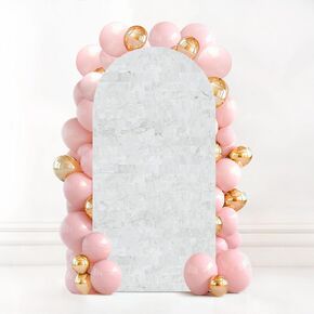 6.6FT Wedding Arch Backdrop Cover Top View Gray Brick Outdoor Flooring Zig zag Spandex Fitted Round Top Arch Stand Covers for Birthday Party Baby Shower Banquet Decoration