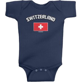 ThreadRock للجنسين Baby Switzerland Swiss Flag Bodysuit