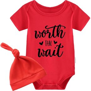 YSCULBUTOL Baby Twins Bodysuit Worth to Wait Clothes Set Newborn Romper Jumpsuit Bodysuit Outfits Short Sleeve Set