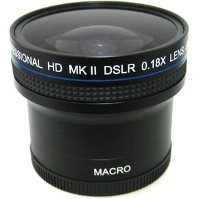 Zeikos ZE-1858F 52/58mm 0.18X high definition Super Fisheye lens with Macro attachment, includes lens pouch and cap covers (Life Time Warranty)