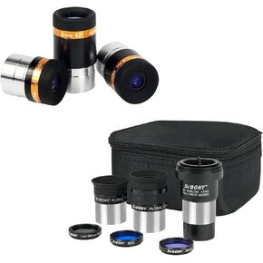 SVBONY SV233 7PCS Telescope Accessory Kit with Plossl Eyepiece, 2X Barlow Lens, Moon/ND4/82A Color Filter and Bag Bundle with 4mm 10mm 23mm Telescope Eyepieces, for Astronomical Observations