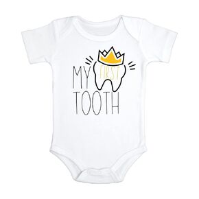 My First Tooth Baby Custom Bodysuit | Milestone Celebration Baby Shirt| Personalized Baby shower gift | Baby First Tooth milestone (18 months)
