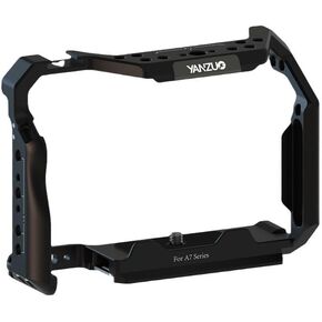 A7M4 cage,Camera Cage for a7m4, a7s3, a7m3, a7r4, and a7m2, Featuring a 1/4 Screw Aperture and Dual Cold Shoe interfaces