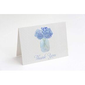 Hydrangea Thank You Cards With Envelopes Blank Inside Mason Jar Notes For Bridal Shower Wedding (24 Count)