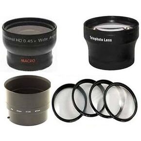 PhotoHighQuality Photo Wide Lens + Tele Lens + Macro Close Up Set + Tube Bundle, Compatible for Nikon CoolPix P510, CoolPix P520, Digital Camera