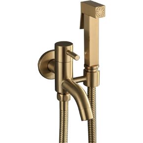 HandheldSprayer for Toilet Brass Portable Baby Cloth Diaper Sprayer Brushed GoldFaucet withHose, for Feminine Wash, Pet Washing, Easy to Install,B(A)