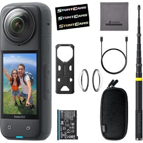 Insta360 X4 - Waterproof 8K 360 Action Helmet Camera with Extra Long 118" Drone Selfie Stick, 4K Wide-Angle Video, Invisible Selfie Stick Effect Lens Guards Sports, Content, Travel, Outdoor Creator