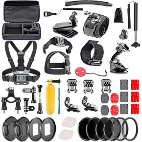 Navitech 60-in-1 Action Camera Accessories Combo Kit with EVA Case - Compatible with Hiicam Speed 20 Action Camera