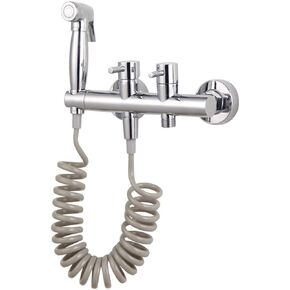 Handshattaf kitSprayer Set Compatible with Toilet Stainless Steel Fabric Diaper Sprayer Faucet with Hose Holder Shower Holder Chrome Wall Mounted