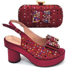Womens 2025 Gold Wedding Shoes Set Bridal Pumps and Matching Evening Bag Rhinestone Flower Crystal Clutch Purses