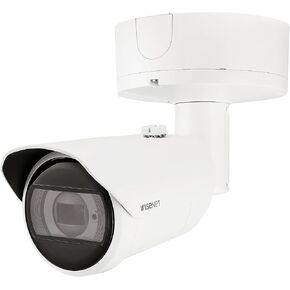 Hanwha XNO-9083R 8MP 4K IR ICR Extremewdr الشبكة الخارجية H.265 POE BULLET CAMERA مع عدسة متنافسة مزودة بمحرك 4.4 ~ 9.3 مم (2.1x) ، أبيض/ألمنيوم