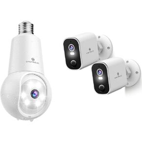 Symynelec 2 Pack Cameras Cameras Wireless Outdoor 2K + Light Pulb Security Camera 2K
