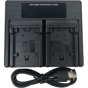 USB Dual Camera Charger for NP-FH50, Fits NP-FP30, NP-FP40, NP-FP50, NP-FP60, NP-FP70, NP-FP90, NP-FH30, NP-FH40, NP-FH50, NP-FH60, NP-FH70, NP-FH100, NP-FV30, FV40, NP-FV50, FV60, FV70, FV100, FV120