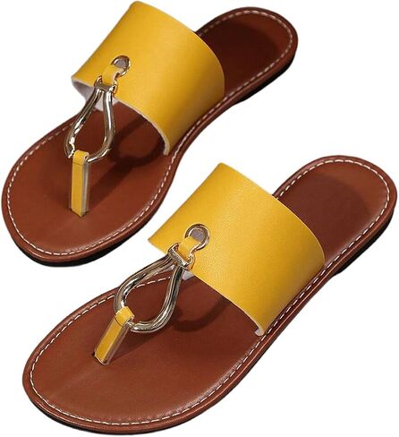 Verdusa Women's Summer Colorblock Thong Sandals Open Toe Slip on Slippers | Sandals for Women, Flip Flops for Women, Flat Sandals, Color Block, Metal Buckle, Open Toe in Saudi Arabia