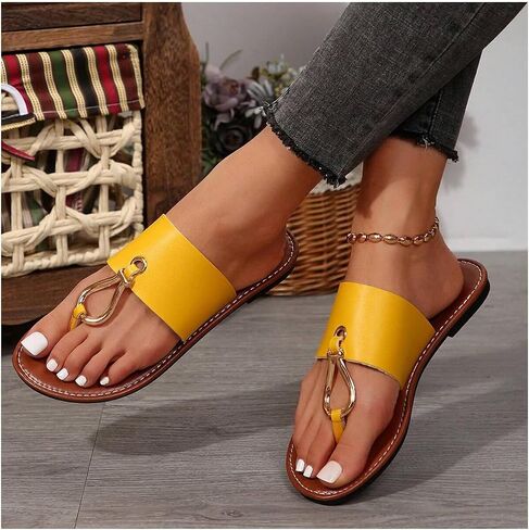 Verdusa Women's Summer Colorblock Thong Sandals Open Toe Slip on Slippers | Sandals for Women, Flip Flops for Women, Flat Sandals, Color Block, Metal Buckle, Open Toe in Saudi Arabia