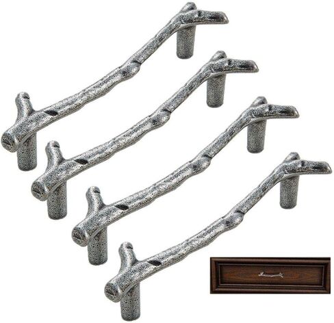 Vintage Cabinet Handles Pulls,Drawer pulls, 4pcs Simple Solid Drawer Knob Antique Wardrobe Cupboard Handles Extended Branch Furniture Handles (Color : As Show, Size : 122 * 21 * 25mm) in Saudi Arabia