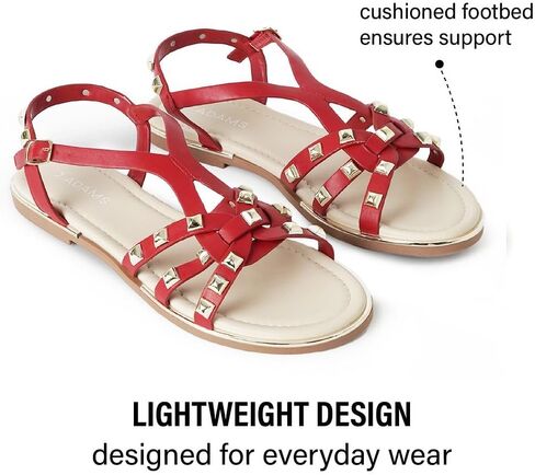 J. Adams Women's Strappy Flat Sandals with Gold Studs – Comfortable and Stylish Summer Footwear in Saudi Arabia