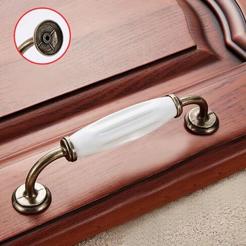 Vintage Cabinet Handles Pulls,drawer pulls, Ceramic Door Handle Antique Pull Handle for Drawer Door Cupboard Wardrobe Cabinet Pulls, 2 PCS Kitchen Drawer Pull Cabinet Handle/Knobs, 128mm Hole Centers in Saudi Arabia