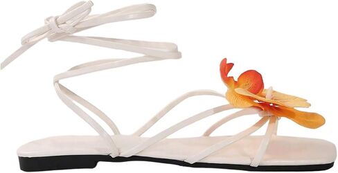 Verdusa Women's 3D Flower Strappy Sandals Lace Up Square Toe Roman Sandals in Saudi Arabia