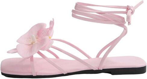 Verdusa Women's 3D Flower Strappy Sandals Lace Up Square Toe Roman Sandals in Saudi Arabia