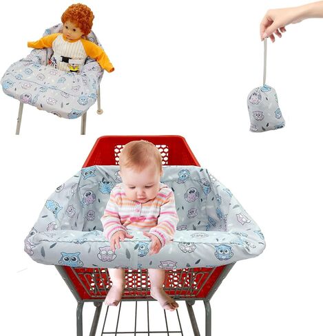 Pozico 2-in-1 Shopping Cart Cover for Baby – High Chair Cover, Grocery Cart Cover, Machine Washable with Portable Cloth Bag – Baby Cart Seat Cover for Boys & Girls – Bluepoint Design in Saudi Arabia