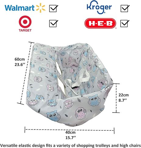 Pozico 2-in-1 Shopping Cart Cover for Baby – High Chair Cover, Grocery Cart Cover, Machine Washable with Portable Cloth Bag – Baby Cart Seat Cover for Boys & Girls – Bluepoint Design in Saudi Arabia