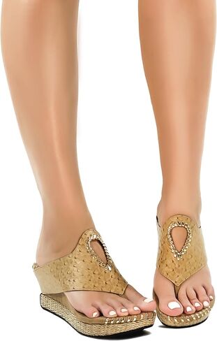 Modzori Lucia Women's Mid Wedge Reversible Sandal Tan/Black 7 in Saudi Arabia