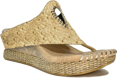 Modzori Lucia Women's Mid Wedge Reversible Sandal Tan/Black 7 in Saudi Arabia