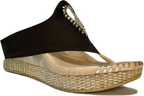 Modzori Lucia Women's Mid Wedge Reversible Sandal Tan/Black 7 in Saudi Arabia