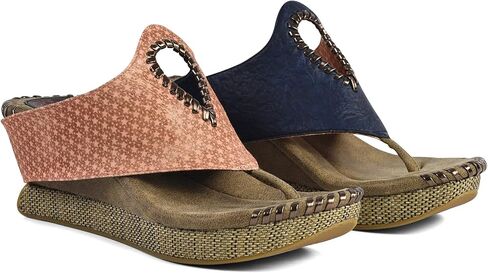 Modzori Lucia Women's Mid Wedge Reversible Sandal Tan/Black 7 in Saudi Arabia