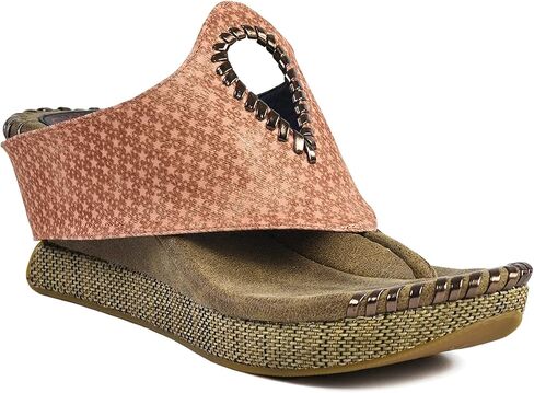 Modzori Lucia Women's Mid Wedge Reversible Sandal Tan/Black 7 in Saudi Arabia